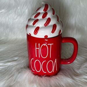 Rae Dunn Red Hot Cocoa Mug with Whipped Cream Topper